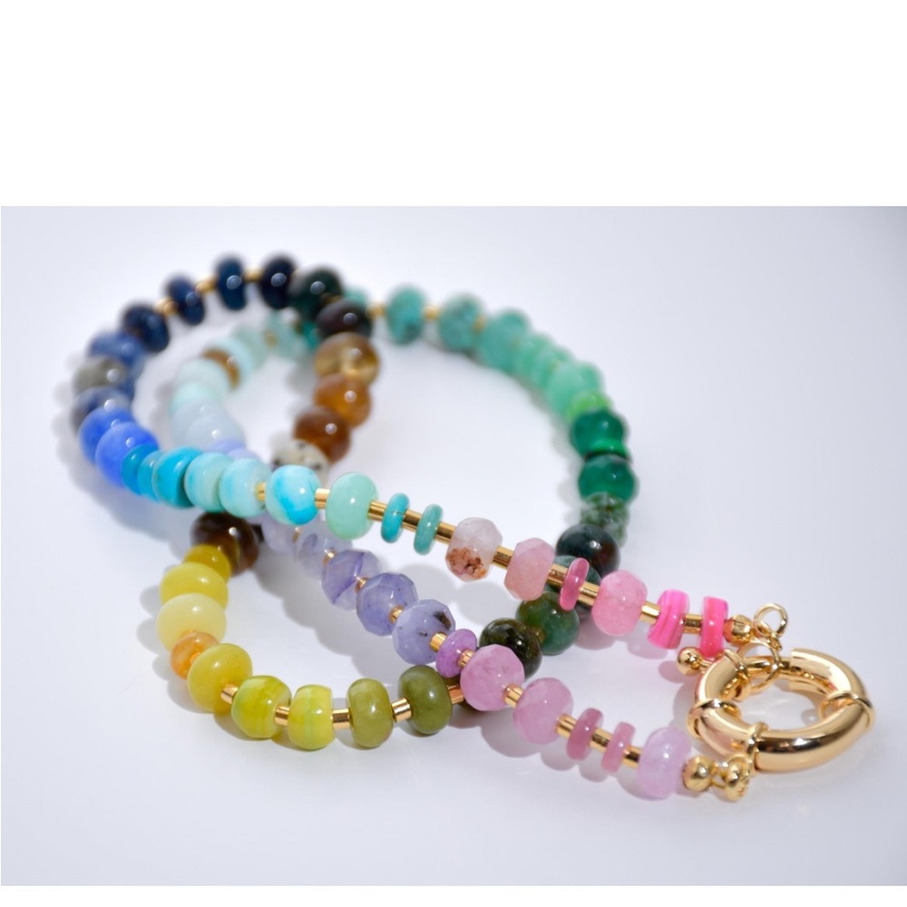Colorful, 15” Gemstone Necklace - Picture 2 of 8